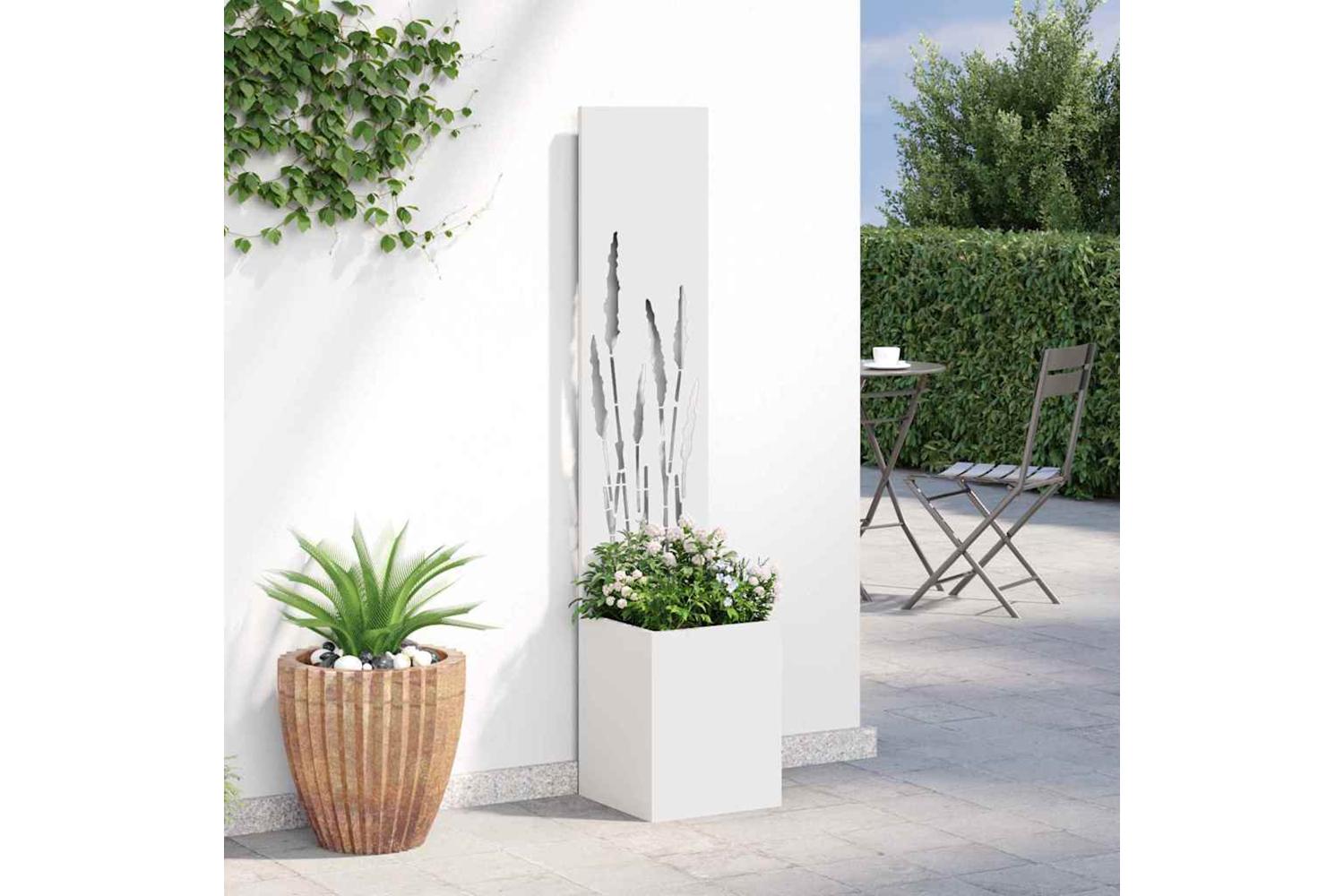 Garden Privacy Screen White 32 X 140 Cm Cold-rolled Steel-4