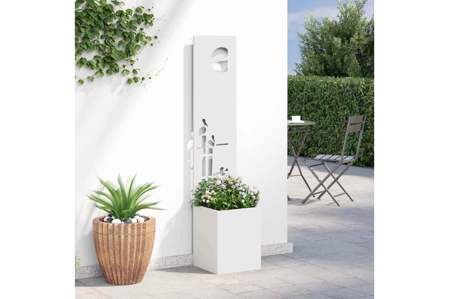 Garden Privacy Screen White 32 X 140 Cm Cold-rolled Steel-4
