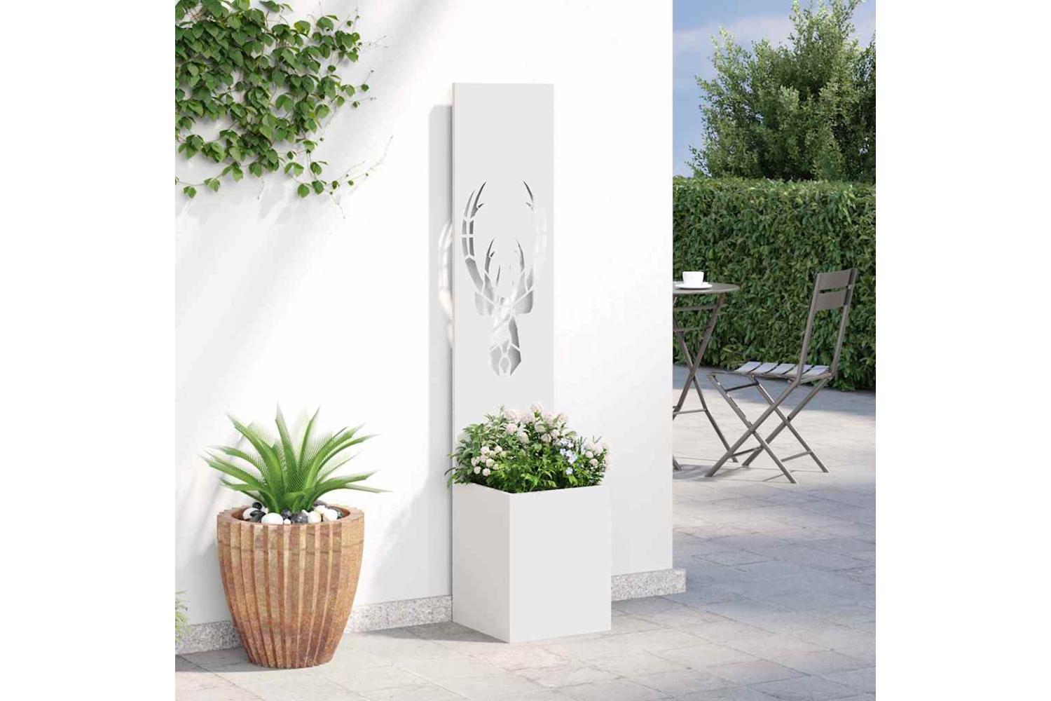 Garden Privacy Screen White 32 X 140 Cm Cold-rolled Steel-4