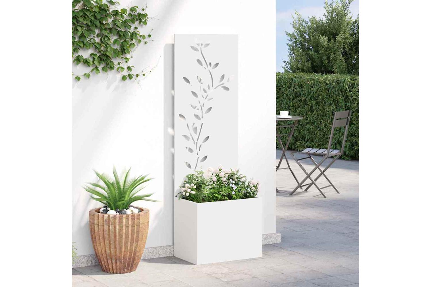 Garden Privacy Screen White 50 X 140 Cm Cold-rolled Steel-4