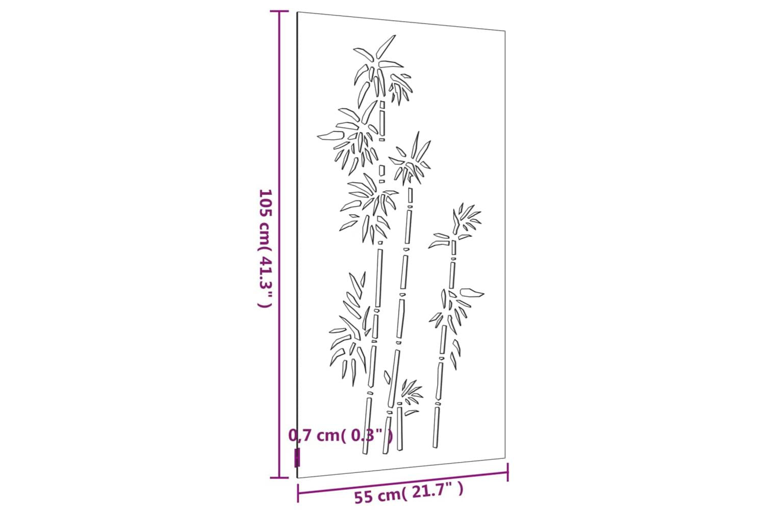 Garden Wall Decoration 105x55 Cm Corten Steel Bamboo Design-8
