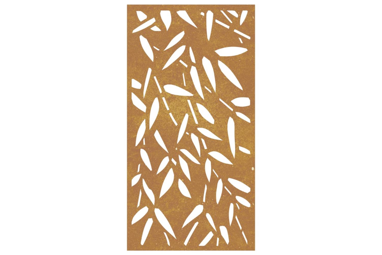 Garden Wall Decoration 105x55 Cm Corten Steel Bamboo Leaf Design-4