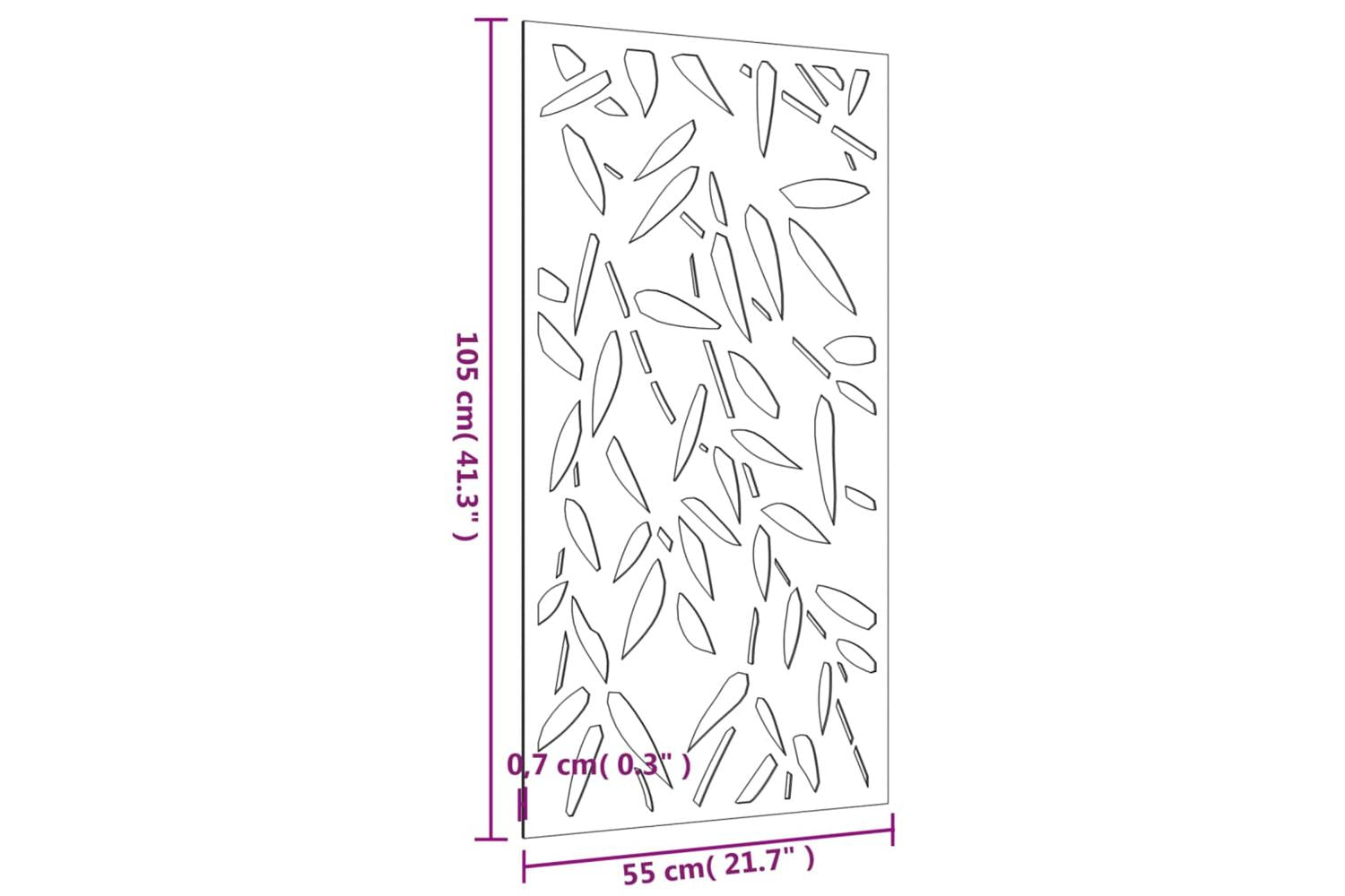 Garden Wall Decoration 105x55 Cm Corten Steel Bamboo Leaf Design-8