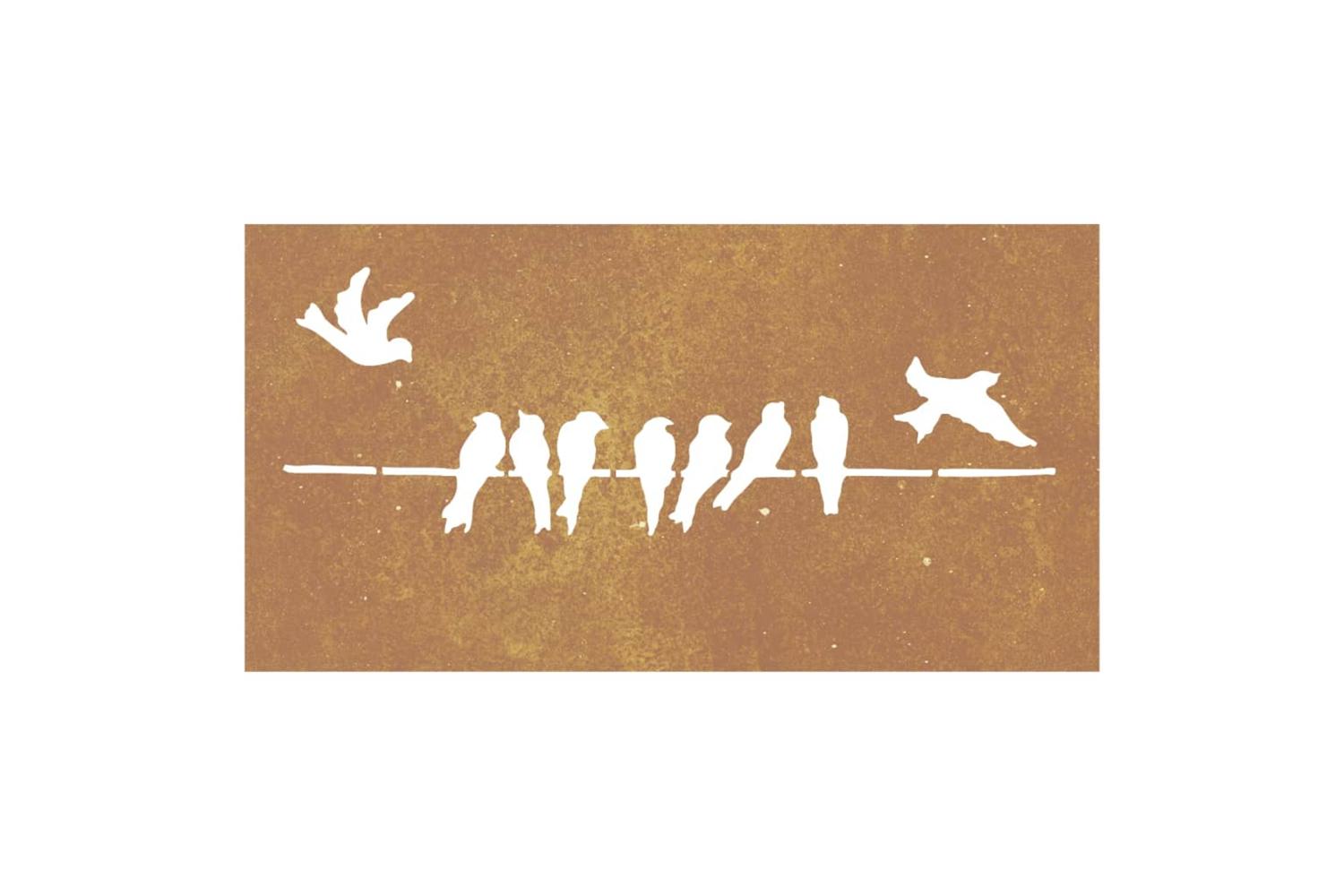 Garden Wall Decoration 105x55 Cm Corten Steel Bird Design-4