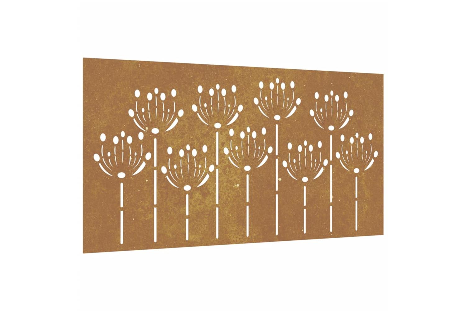 Garden Wall Decoration 105x55 Cm Corten Steel Flower Design-2