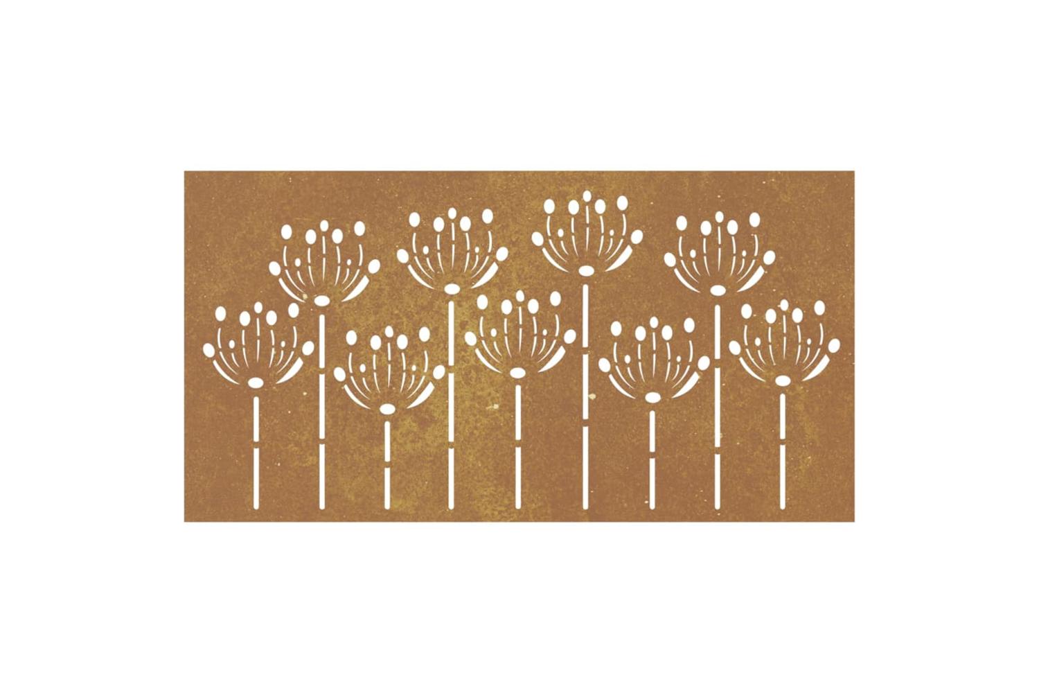 Garden Wall Decoration 105x55 Cm Corten Steel Flower Design-4