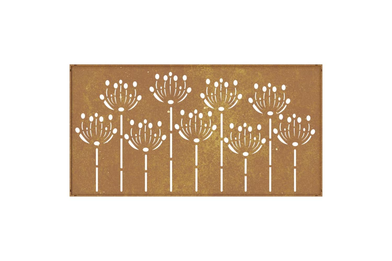Garden Wall Decoration 105x55 Cm Corten Steel Flower Design-5
