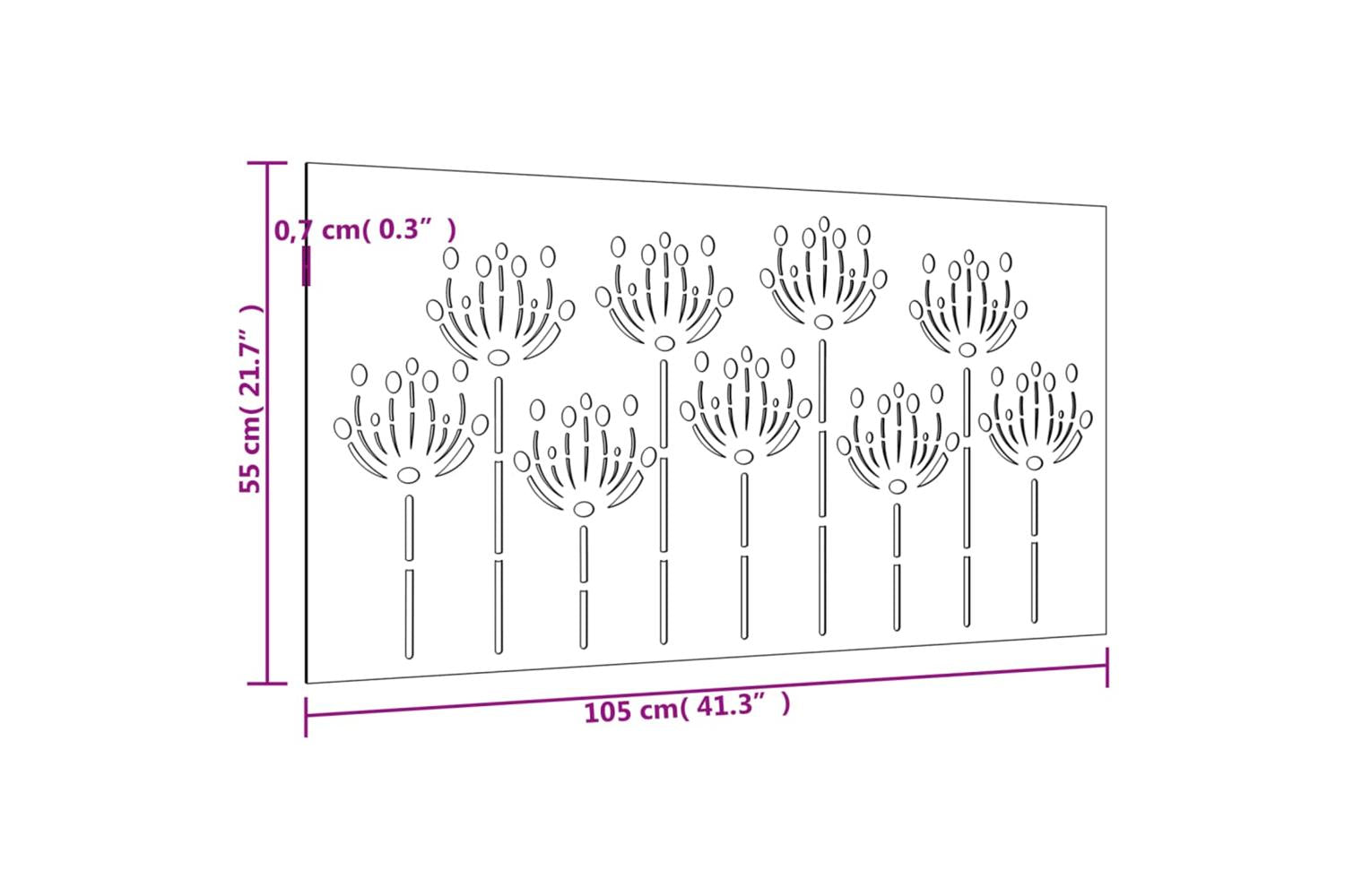 Garden Wall Decoration 105x55 Cm Corten Steel Flower Design-8