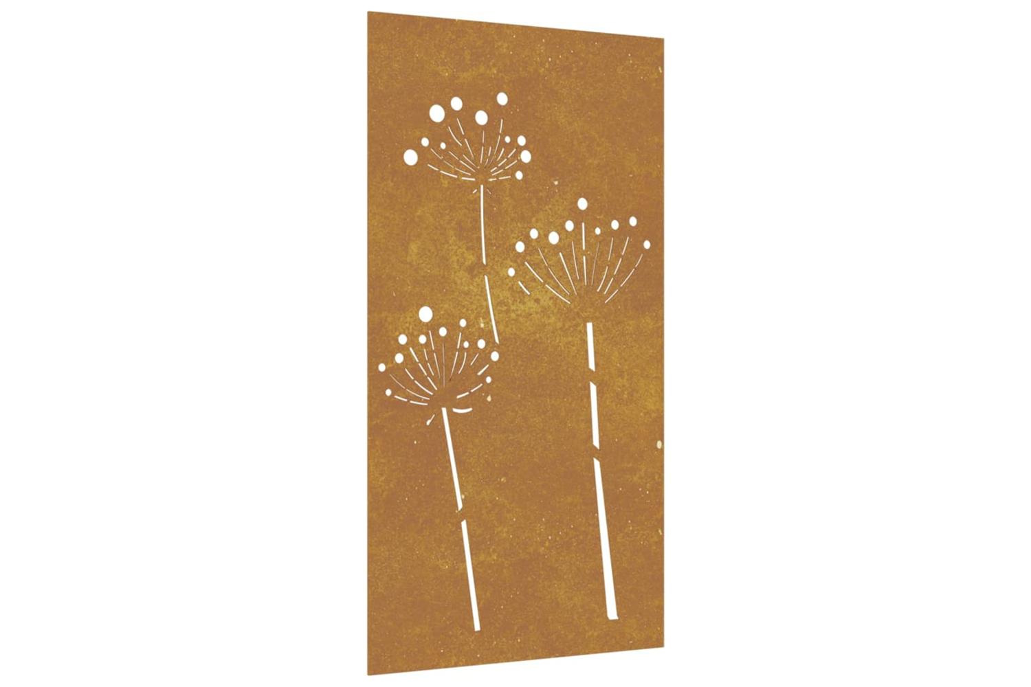 Garden Wall Decoration 105x55 Cm Corten Steel Flower Design
