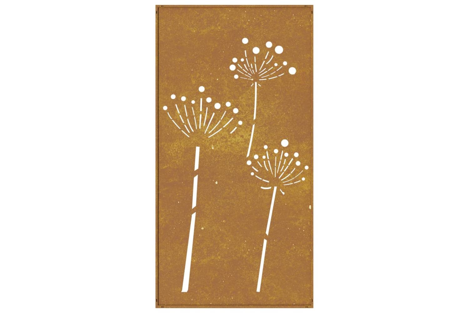 Garden Wall Decoration 105x55 Cm Corten Steel Flower Design-5