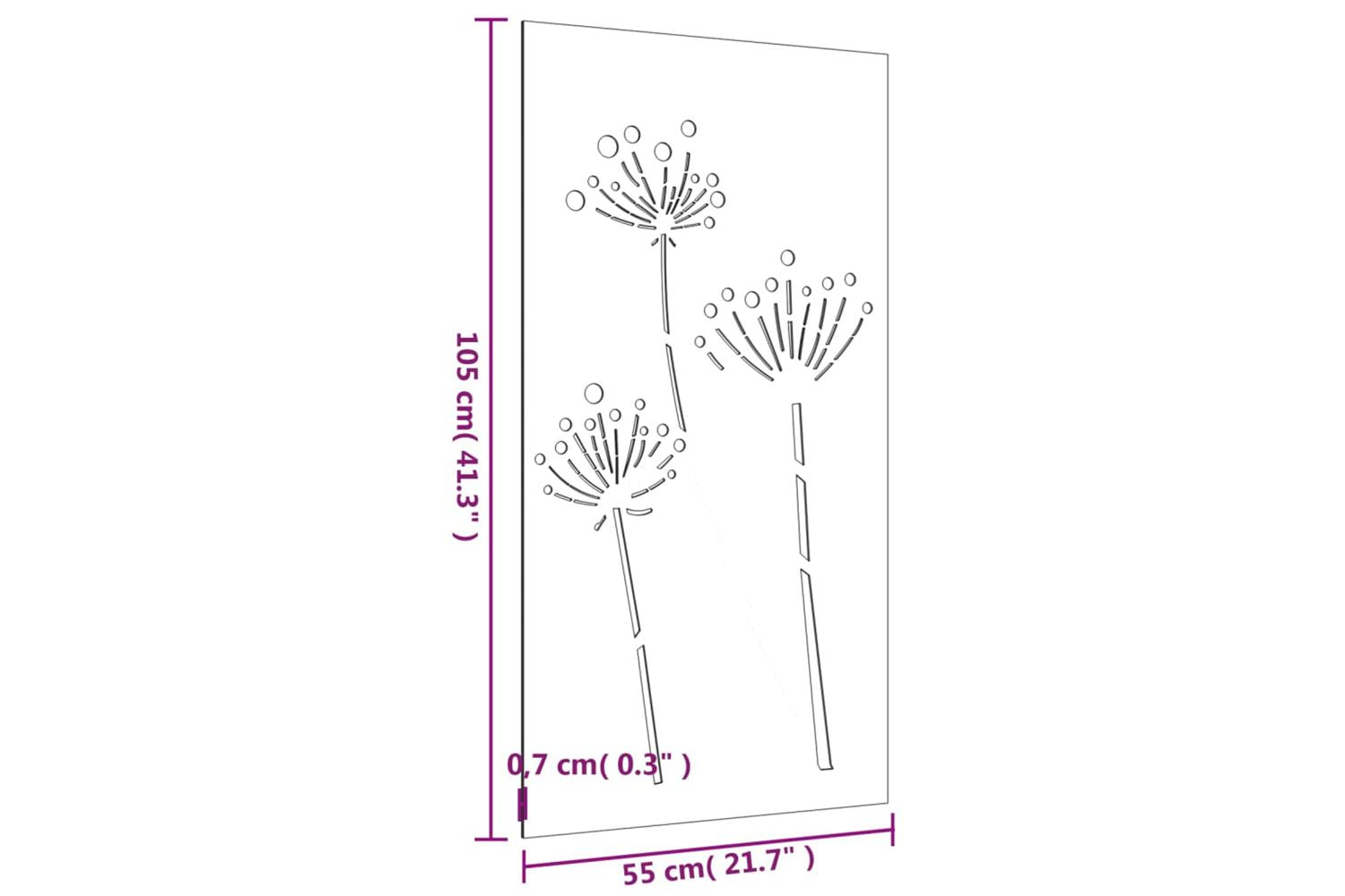 Garden Wall Decoration 105x55 Cm Corten Steel Flower Design-8
