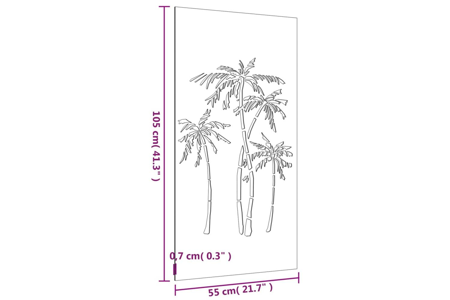 Garden Wall Decoration 105x55 Cm Corten Steel Palm Tree Design-8
