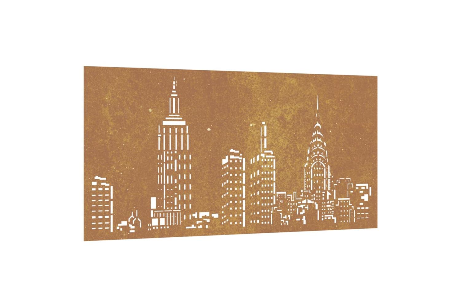 Garden Wall Decoration 105x55 Cm Corten Steel Skyline Design-2