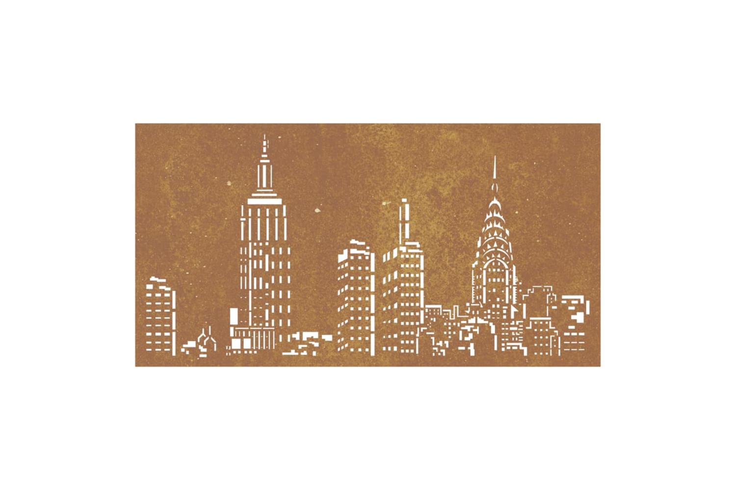 Garden Wall Decoration 105x55 Cm Corten Steel Skyline Design-4