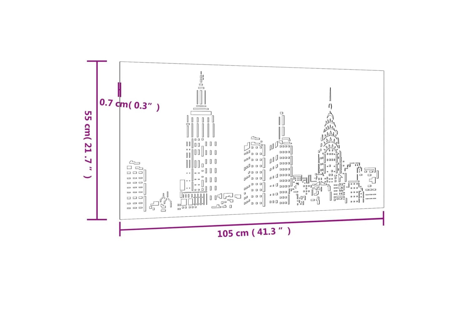 Garden Wall Decoration 105x55 Cm Corten Steel Skyline Design-8
