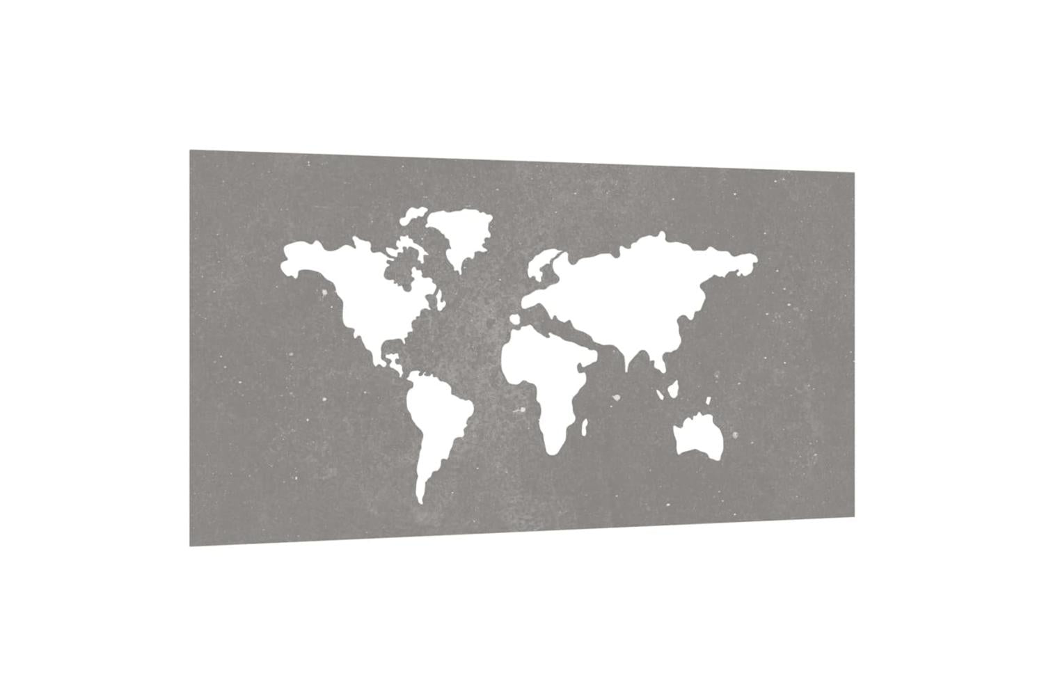 Garden Wall Decoration 105x55 Cm Corten Steel World Map Design-3