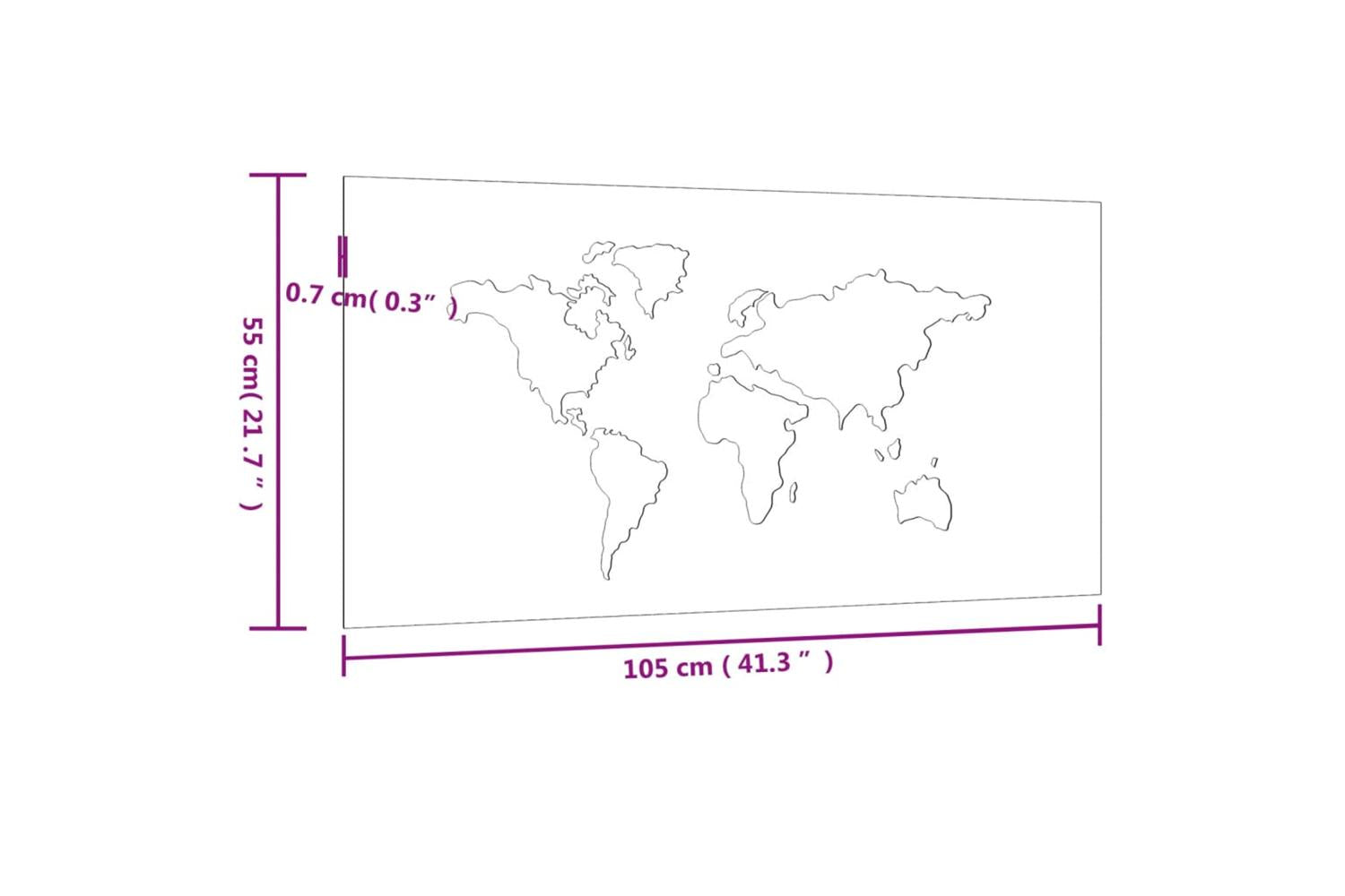 Garden Wall Decoration 105x55 Cm Corten Steel World Map Design-8