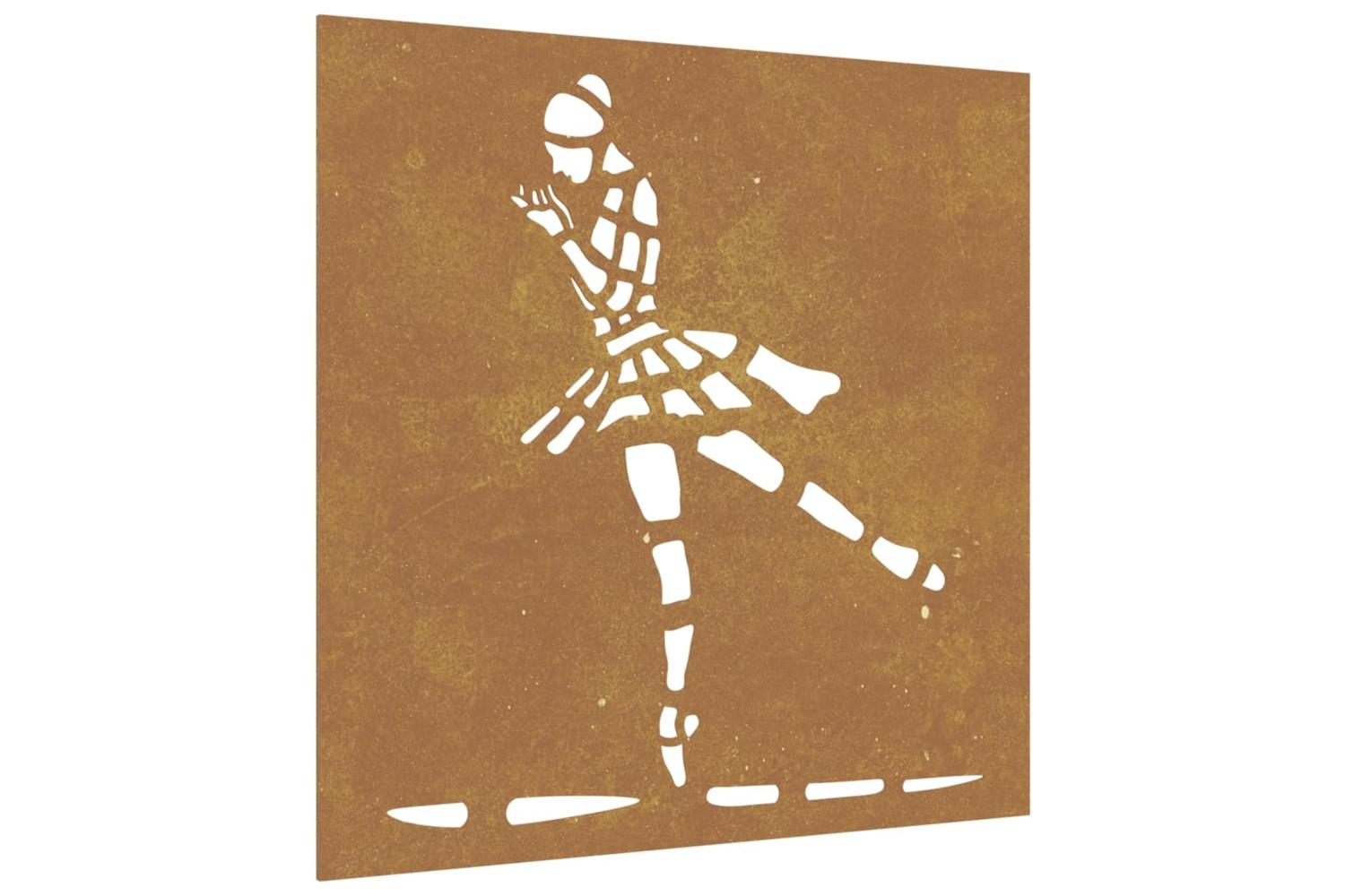Garden Wall Decoration 55x55 Cm Corten Steel Ballet Dancer Design-2