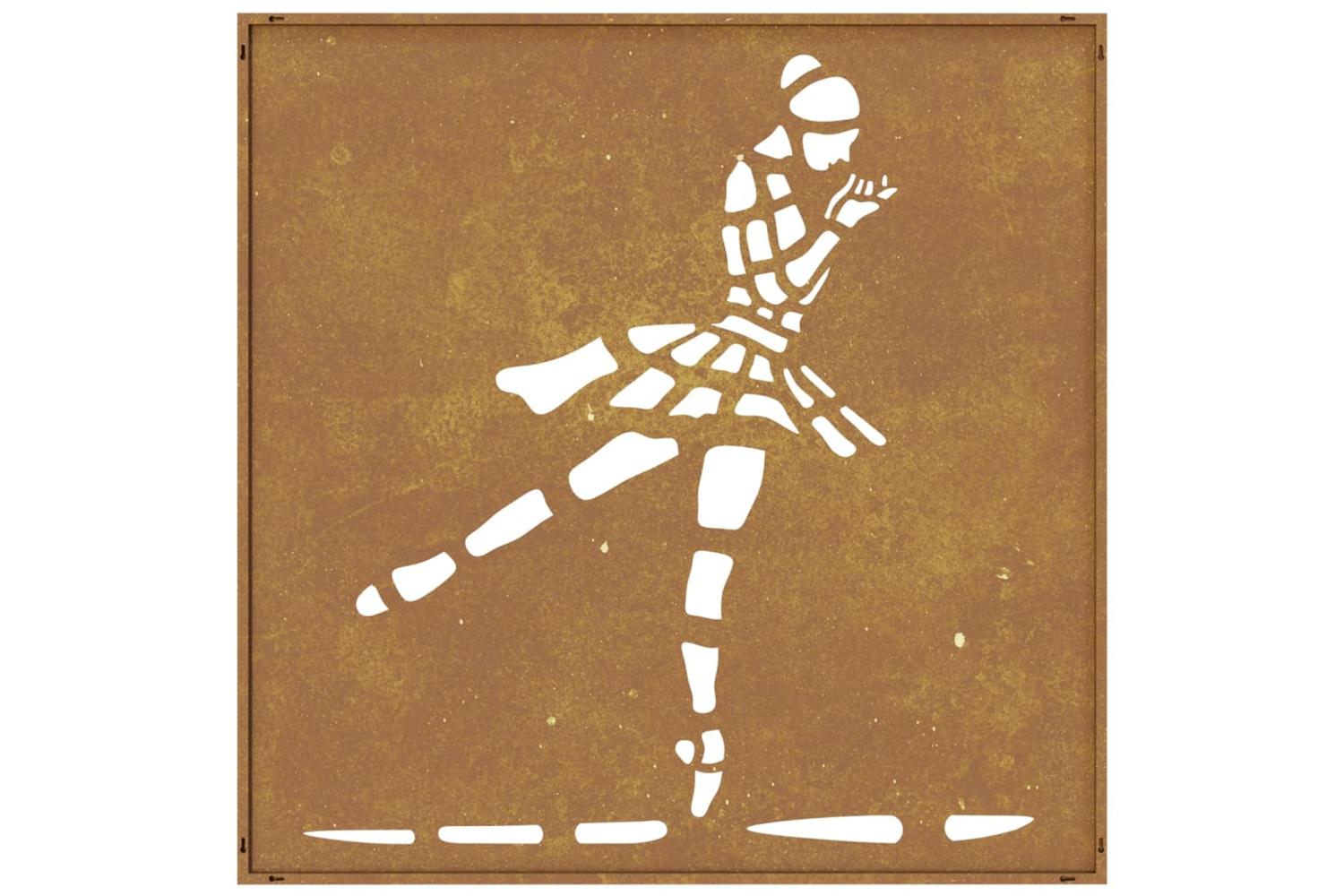 Garden Wall Decoration 55x55 Cm Corten Steel Ballet Dancer Design-5