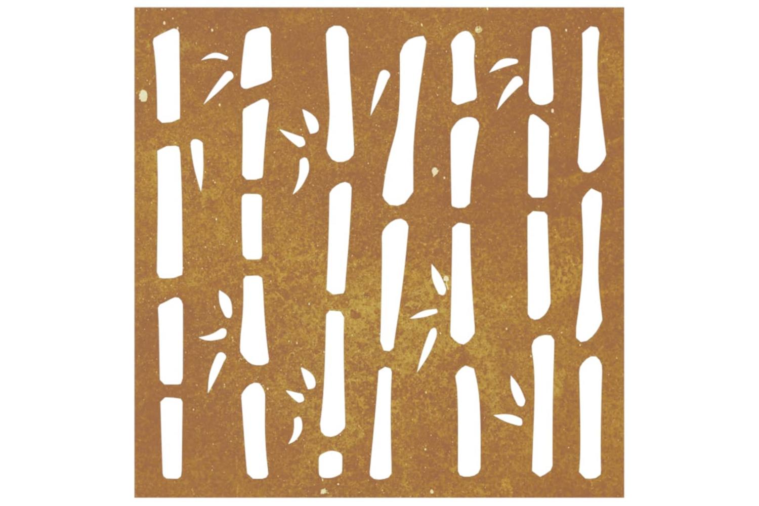 Garden Wall Decoration 55x55 Cm Corten Steel Bamboo Design-4