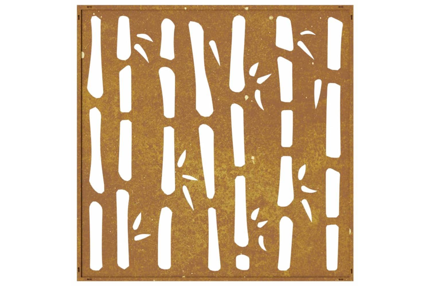 Garden Wall Decoration 55x55 Cm Corten Steel Bamboo Design-5
