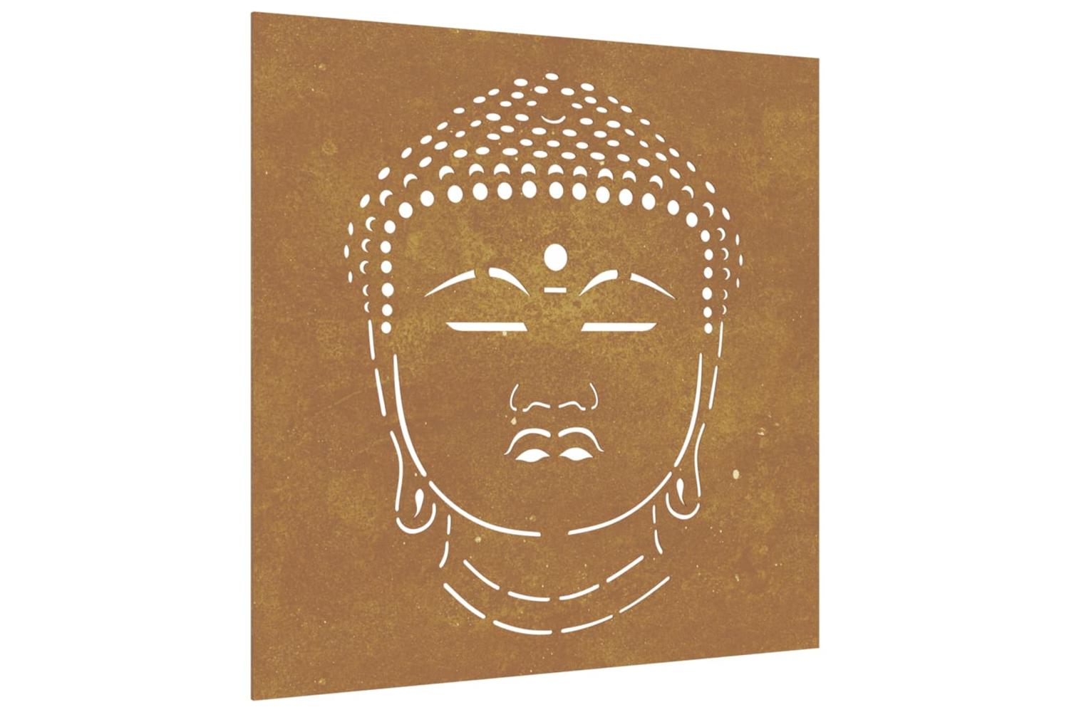 Garden Wall Decoration 55x55 Cm Corten Steel Buddha Head Design-2