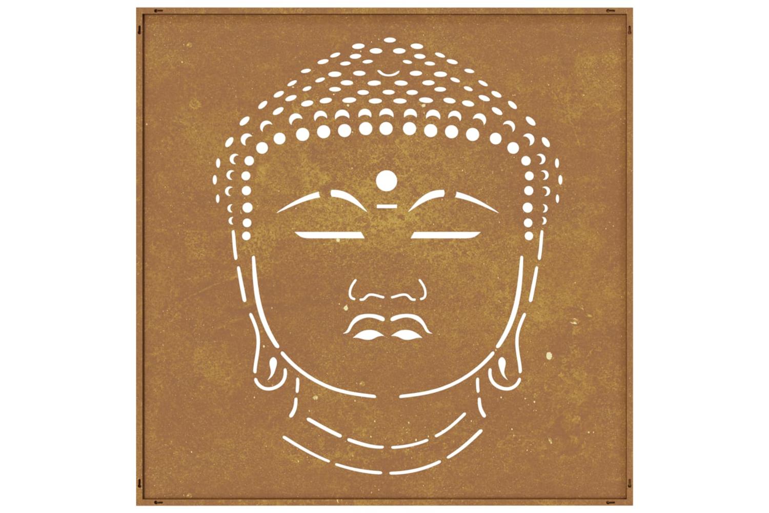 Garden Wall Decoration 55x55 Cm Corten Steel Buddha Head Design-5