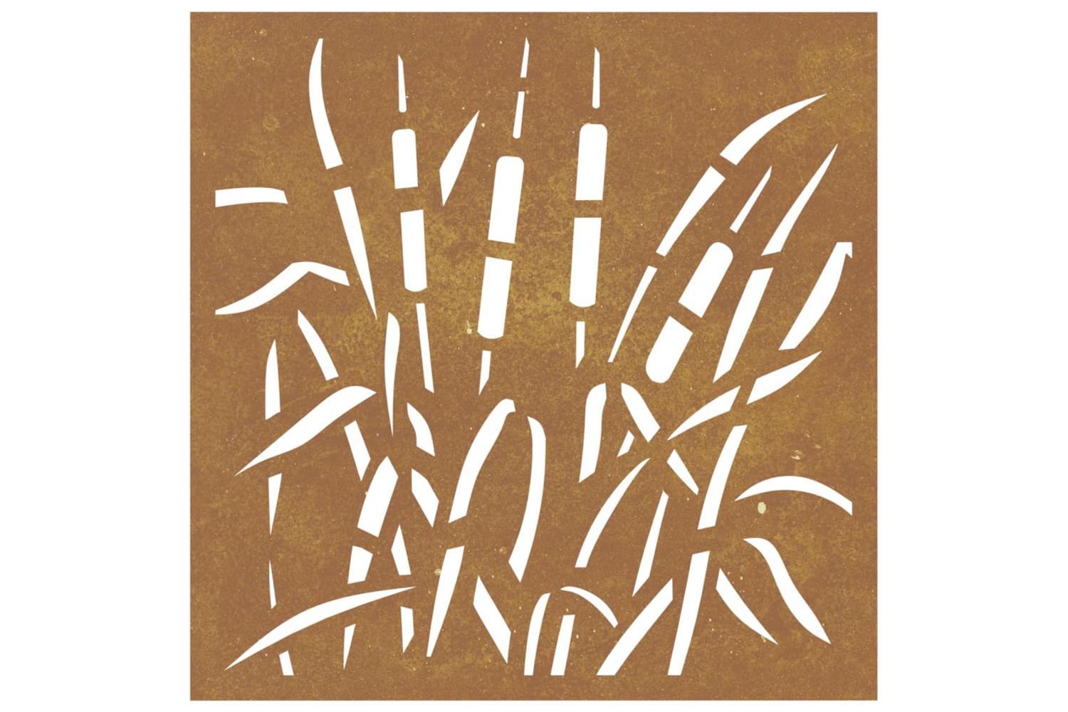 Garden Wall Decoration 55x55 Cm Corten Steel Grass Design-4
