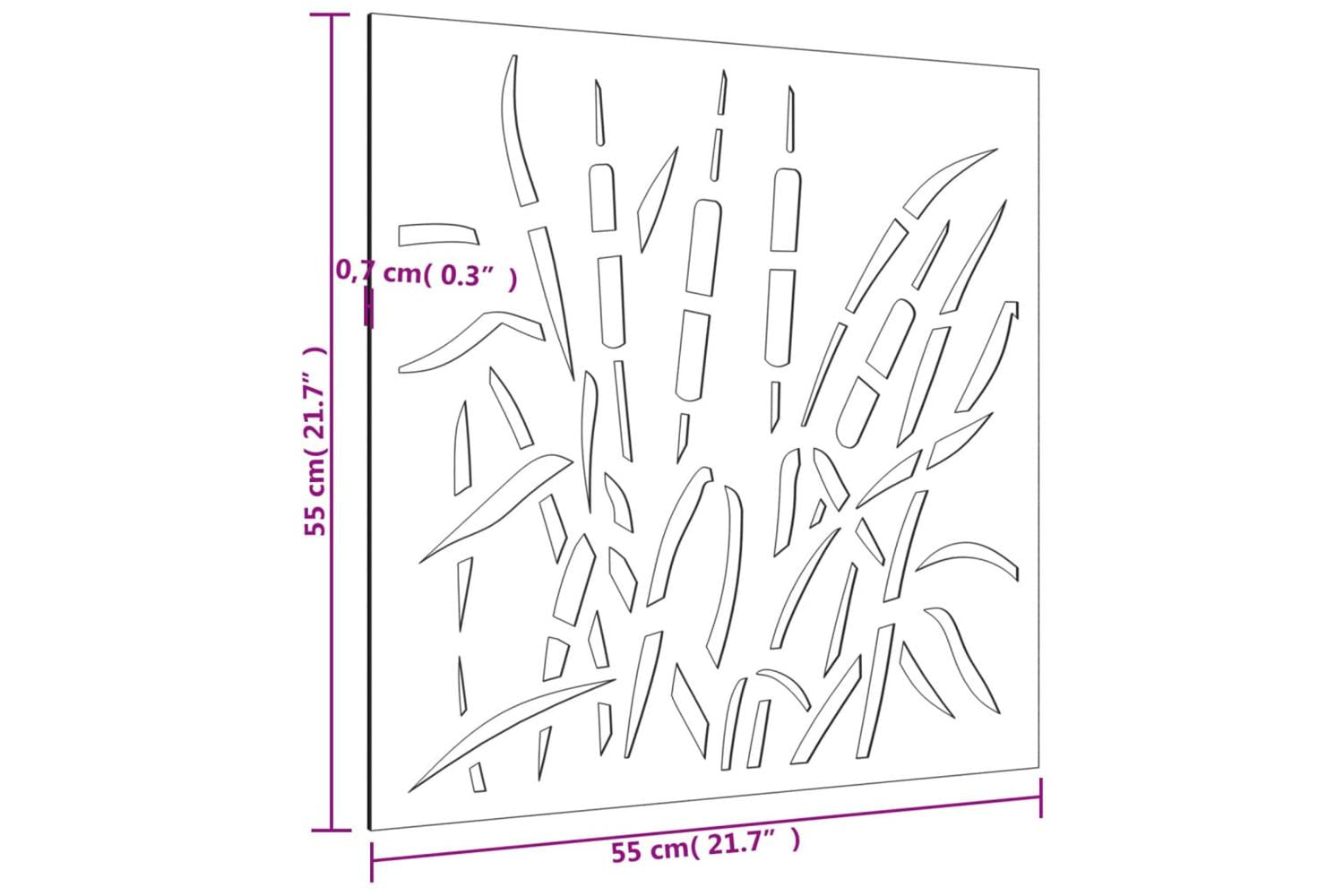 Garden Wall Decoration 55x55 Cm Corten Steel Grass Design-8