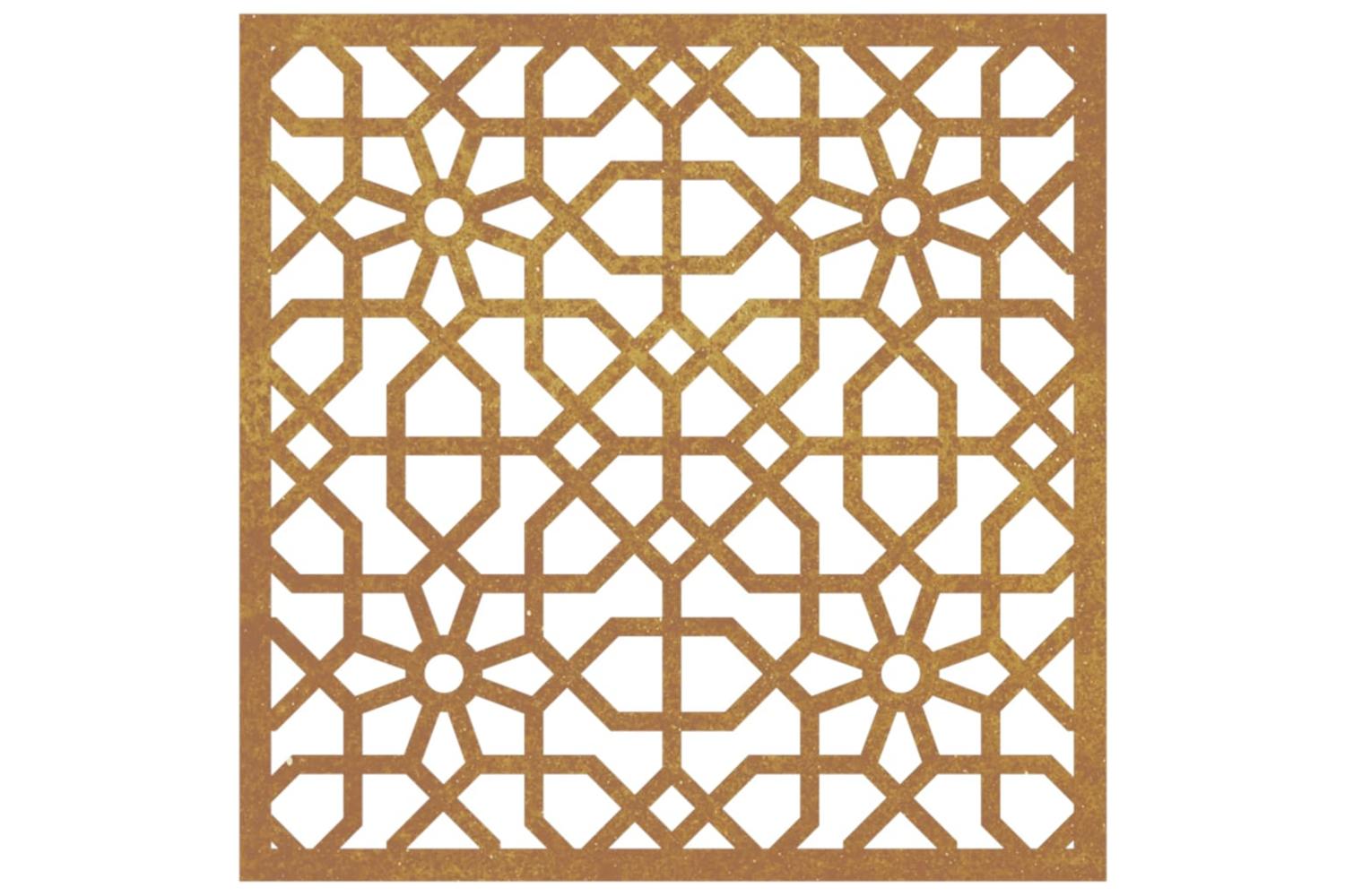 Garden Wall Decoration 55x55 Cm Corten Steel Moorish Design-4