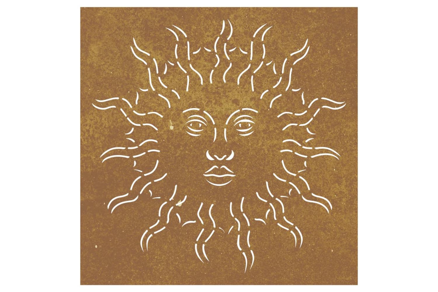 Garden Wall Decoration 55x55 Cm Corten Steel Sun Design-4