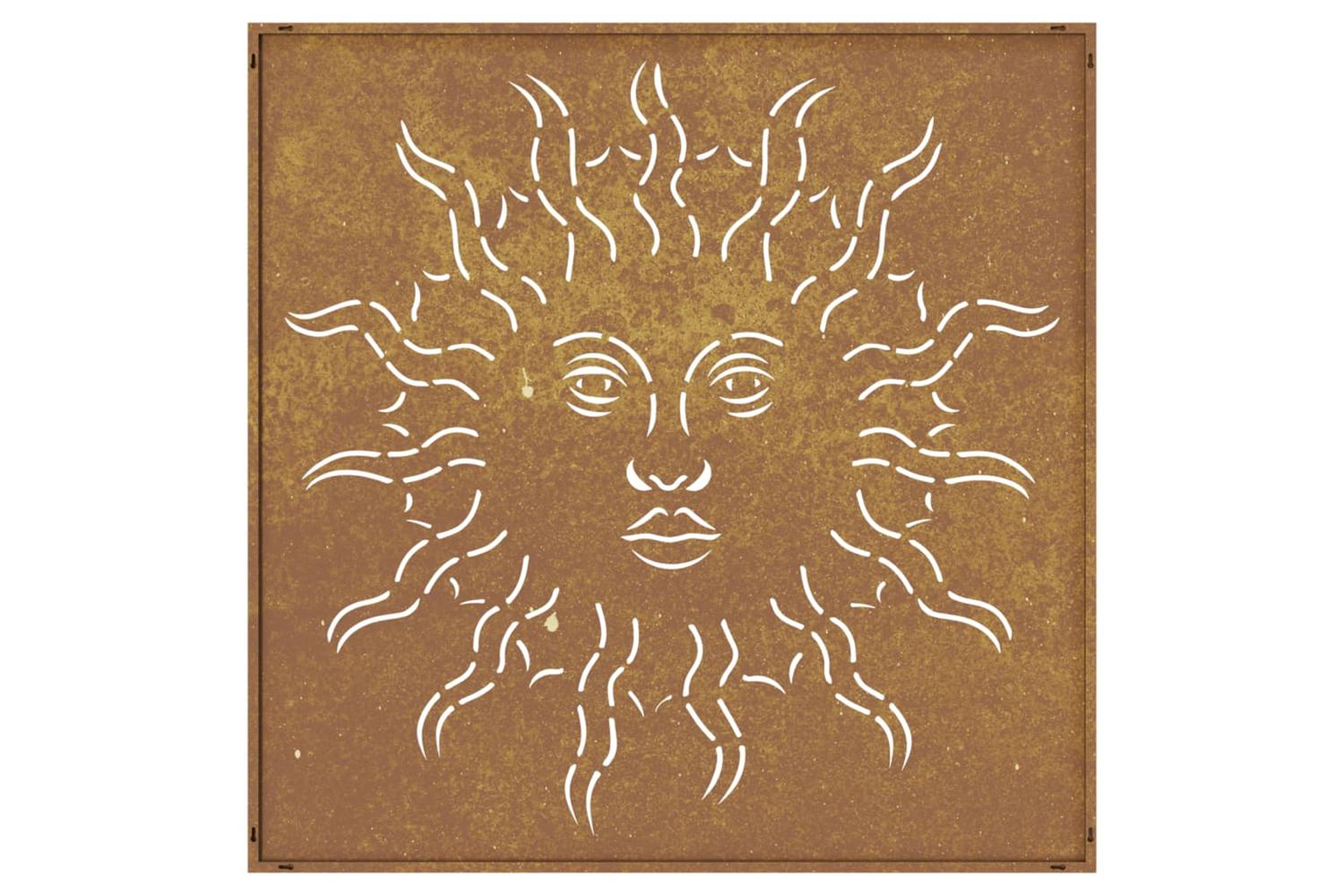 Garden Wall Decoration 55x55 Cm Corten Steel Sun Design-5