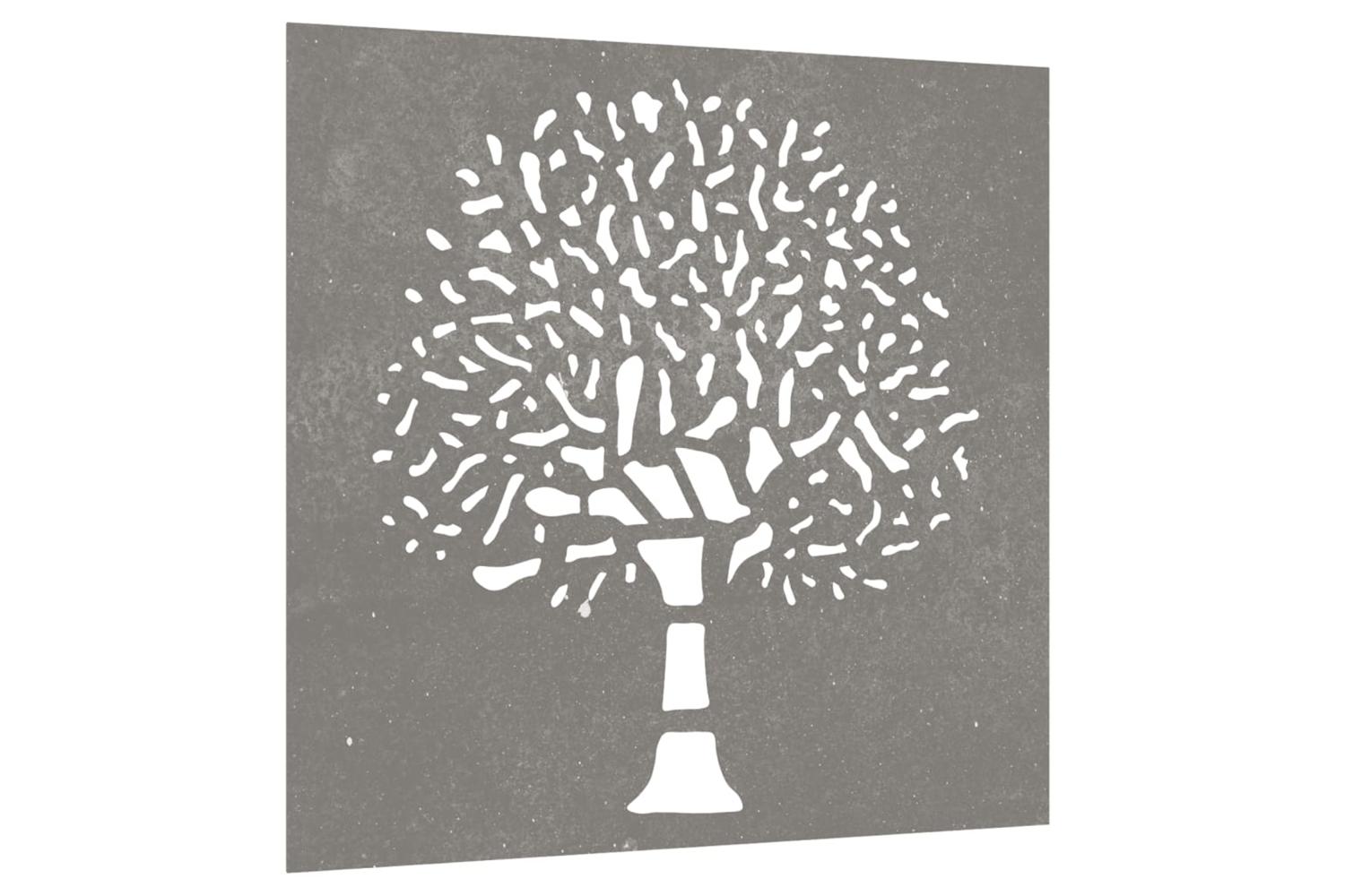 Garden Wall Decoration 55x55 Cm Corten Steel Tree Design-3