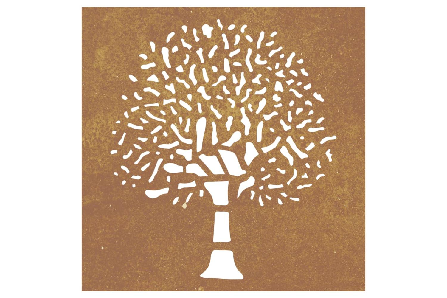 Garden Wall Decoration 55x55 Cm Corten Steel Tree Design-4
