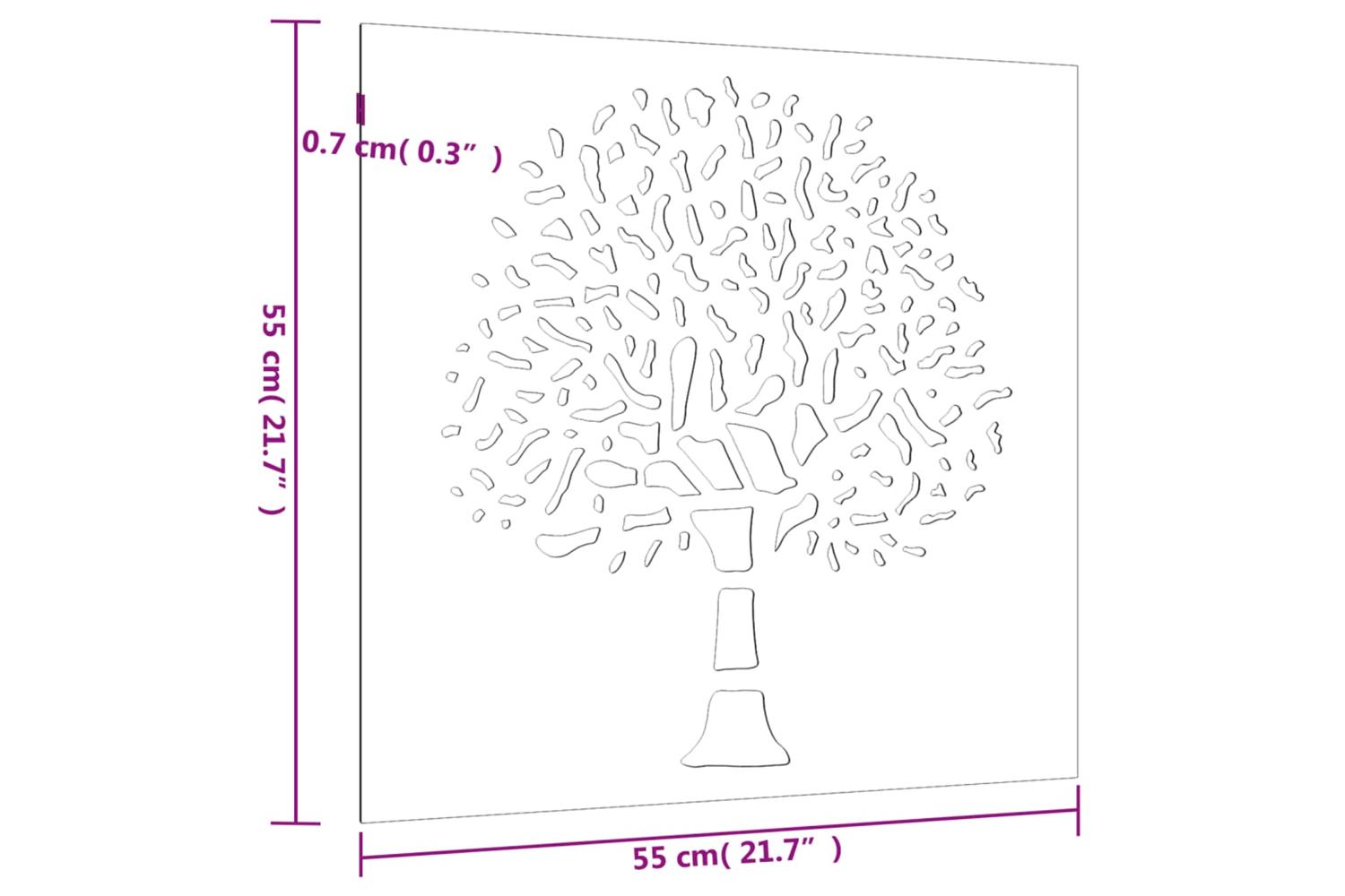 Garden Wall Decoration 55x55 Cm Corten Steel Tree Design-8