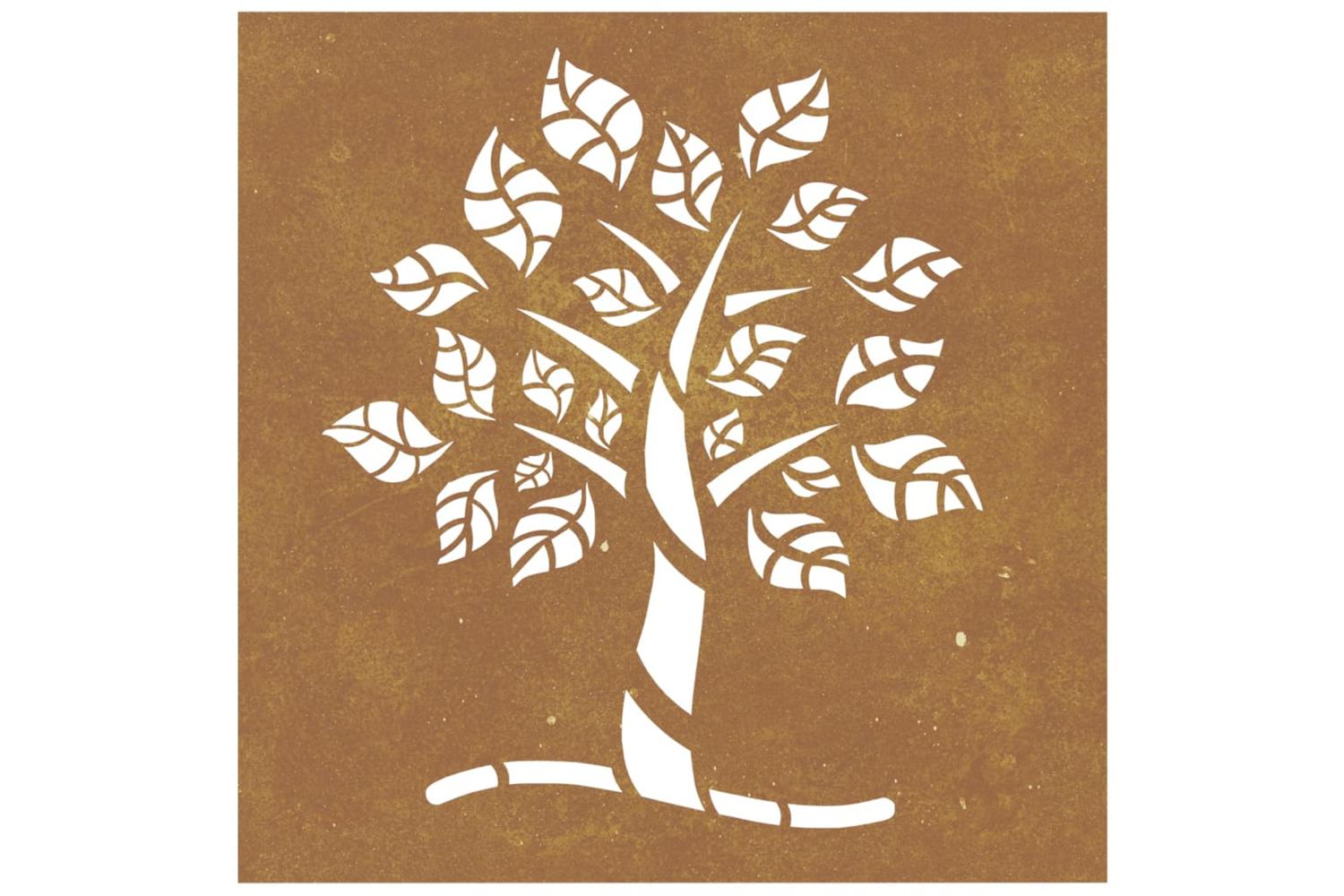 Garden Wall Decoration 55x55 Cm Corten Steel Tree Design-4