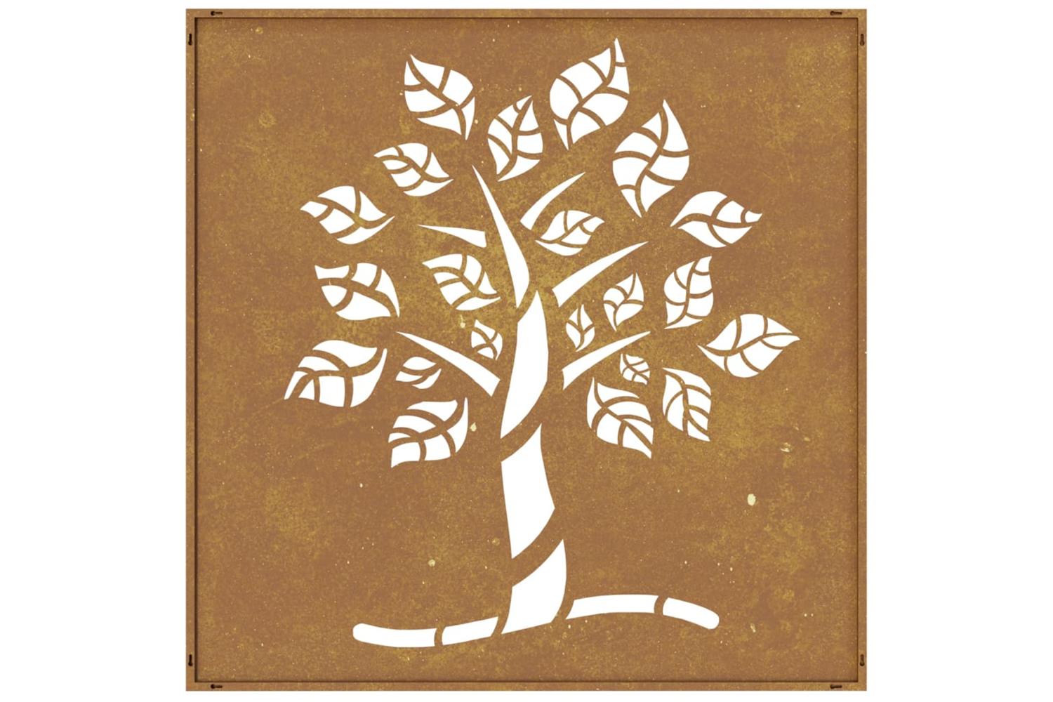 Garden Wall Decoration 55x55 Cm Corten Steel Tree Design-5