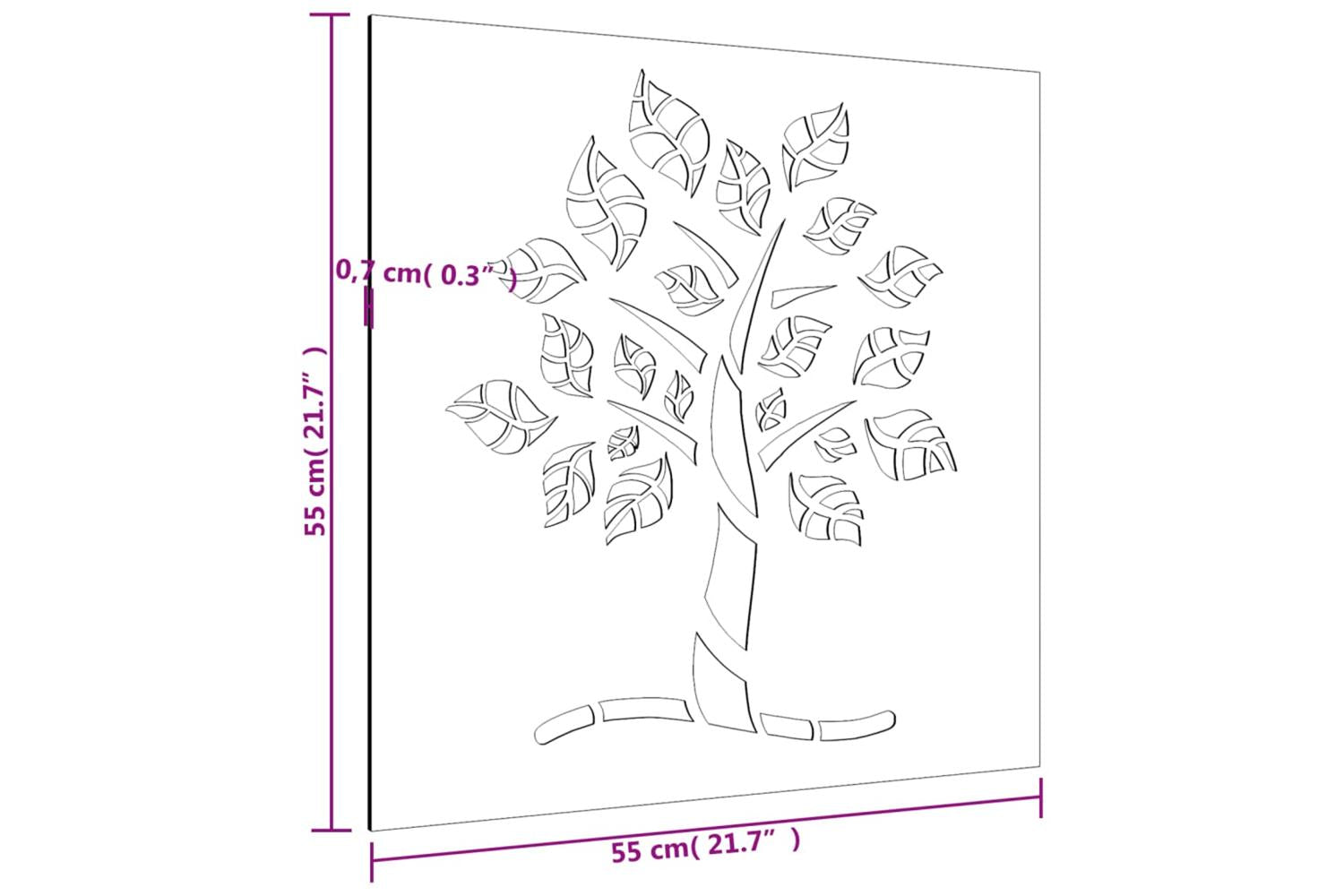 Garden Wall Decoration 55x55 Cm Corten Steel Tree Design-8