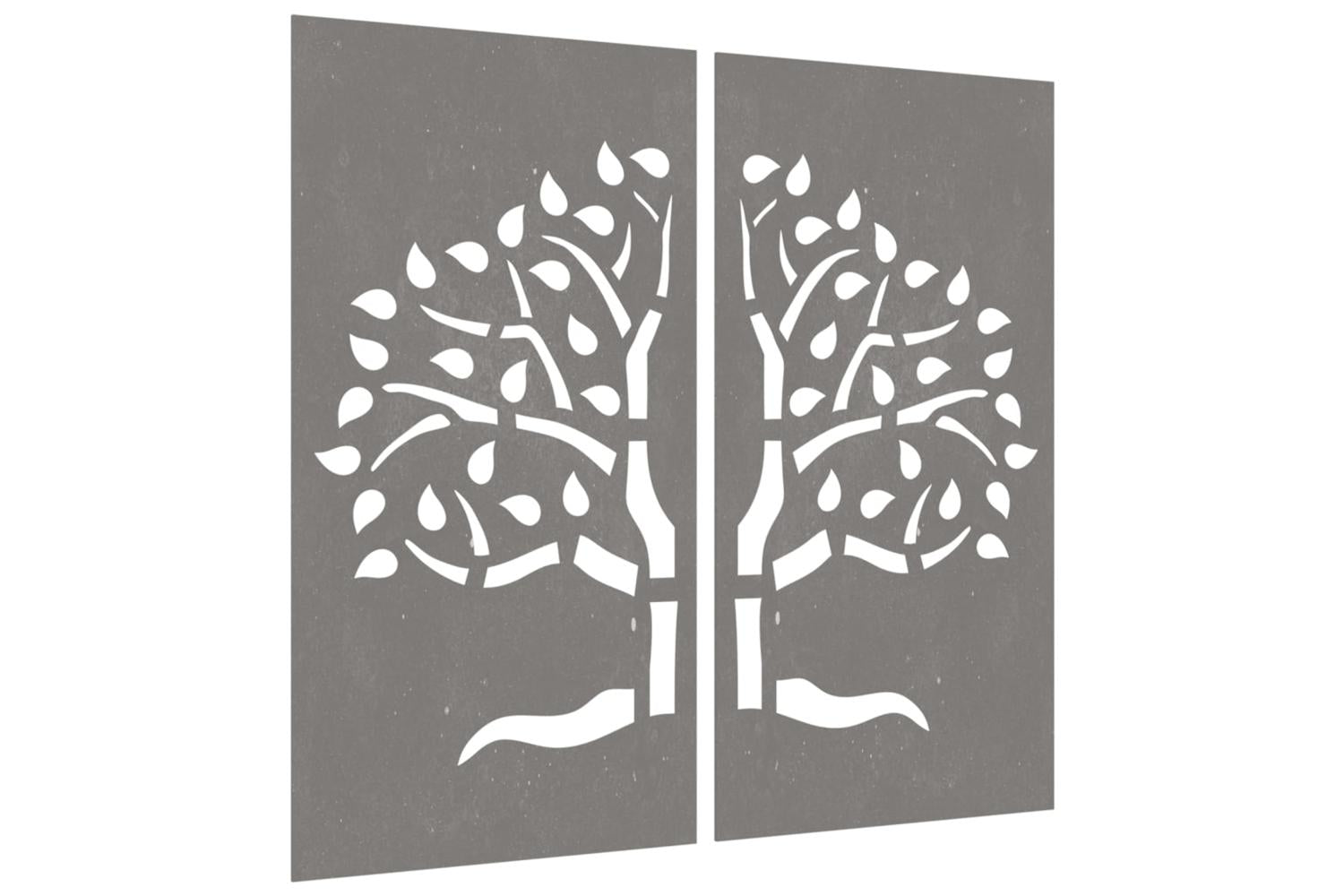 Garden Wall Decorations 2 Pcs 105x55 Cm Corten Steel Tree Design-3