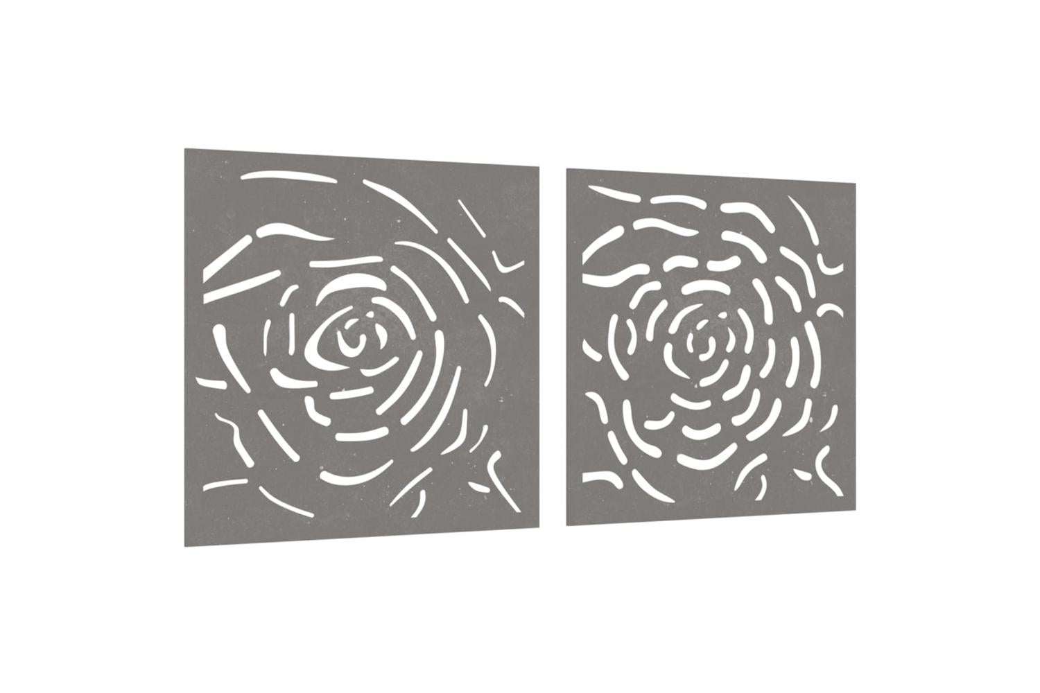 Garden Wall Decorations 2 Pcs 55x55 Cm Corten Steel Rose Design-3