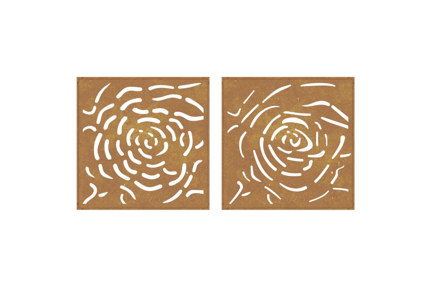 Garden Wall Decorations 2 Pcs 55x55 Cm Corten Steel Rose Design-5