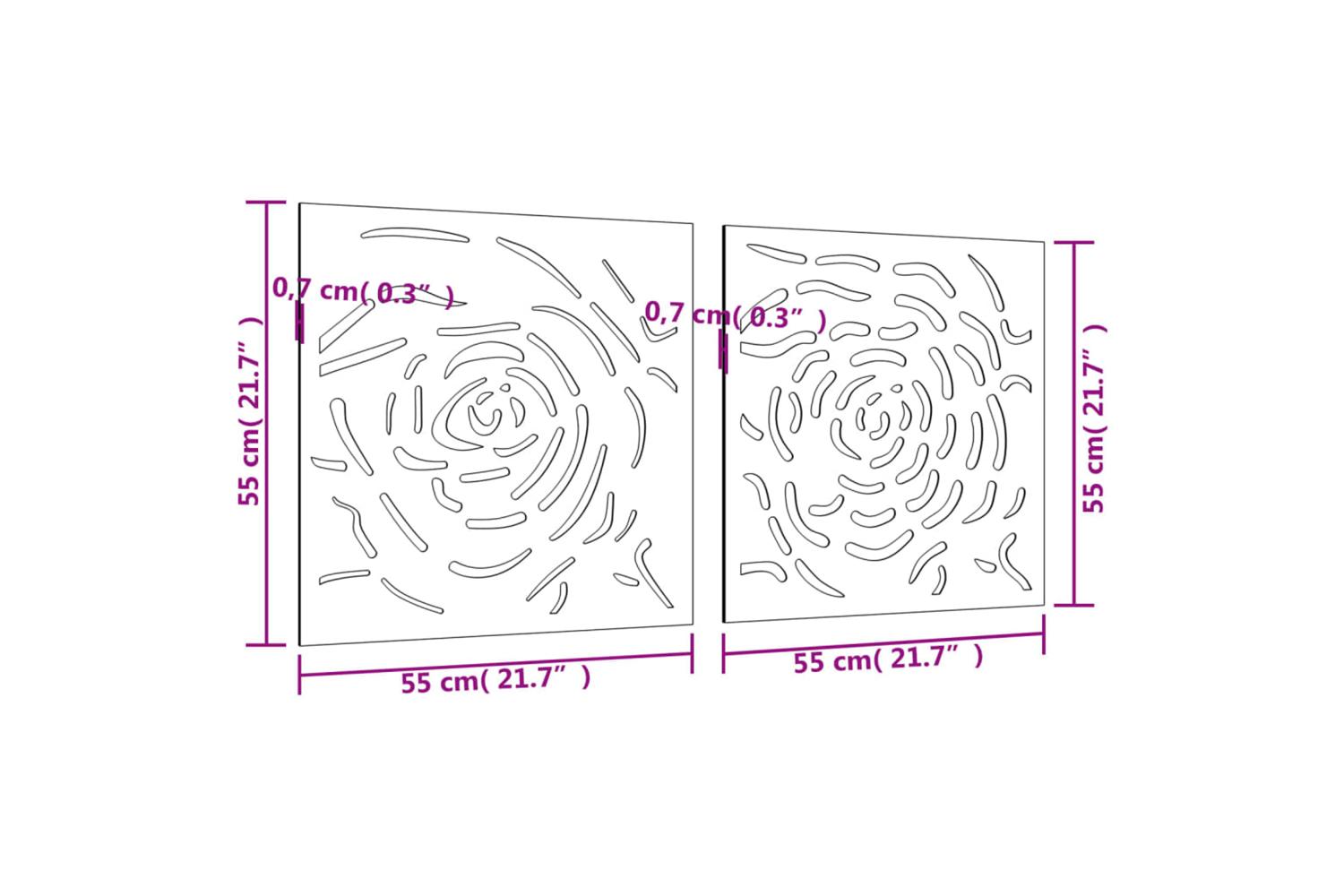 Garden Wall Decorations 2 Pcs 55x55 Cm Corten Steel Rose Design-8