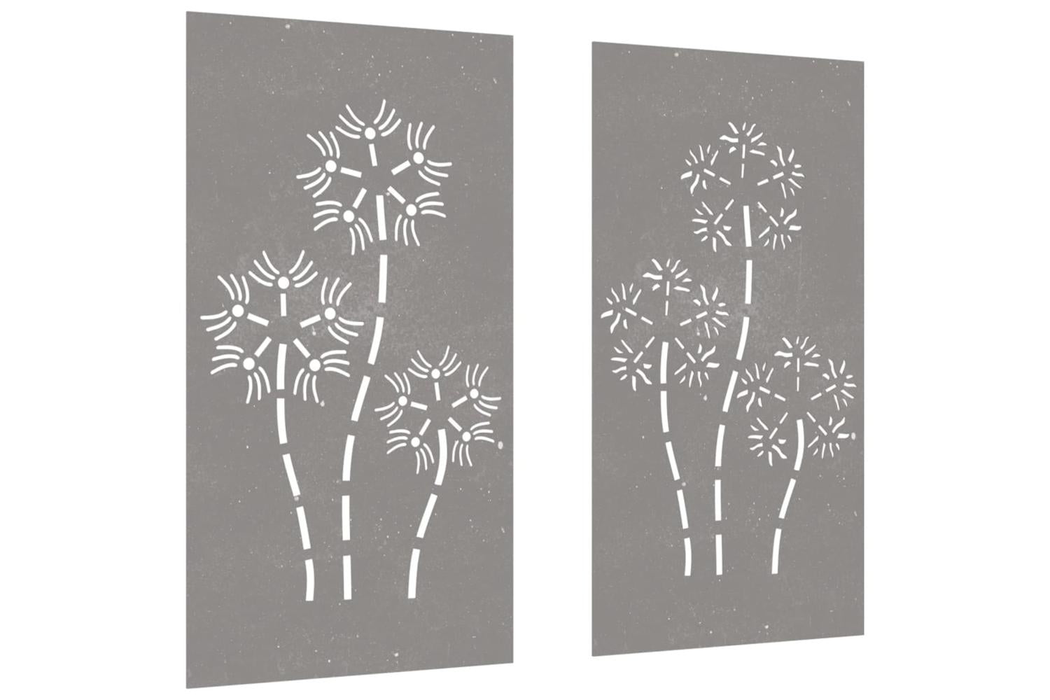 Garden Wall Decorations 2pcs 105x55cm Corten Steel Flower Design-3