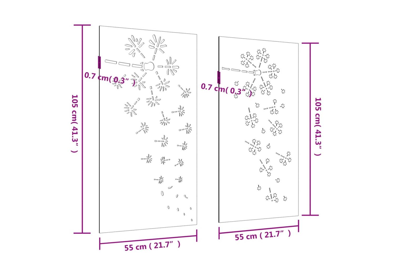 Garden Wall Decorations 2pcs 105x55cm Corten Steel Flower Design-8