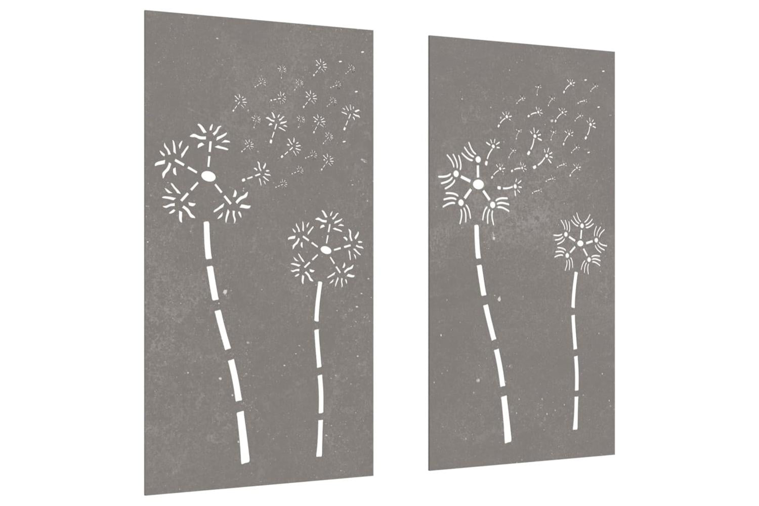 Garden Wall Decorations 2pcs 105x55cm Corten Steel Flower Design-3