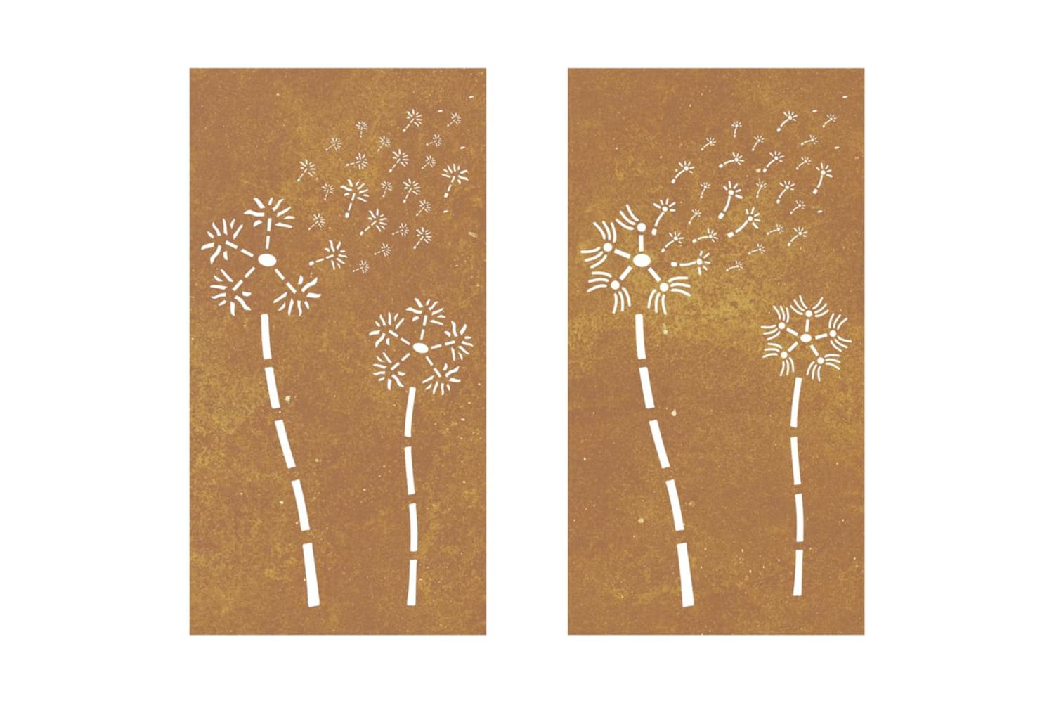 Garden Wall Decorations 2pcs 105x55cm Corten Steel Flower Design-4