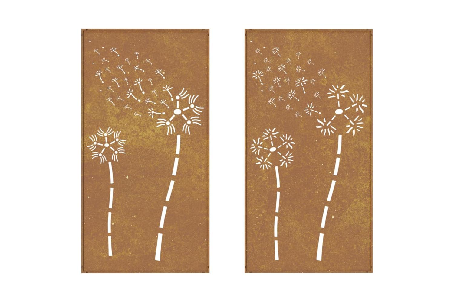Garden Wall Decorations 2pcs 105x55cm Corten Steel Flower Design-5