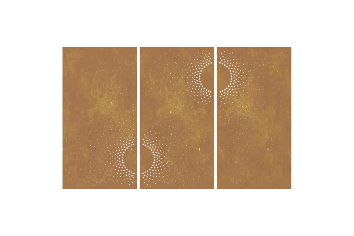 Garden Wall Decorations 3 Pcs 105x55 Cm Corten Steel Sun Design-4