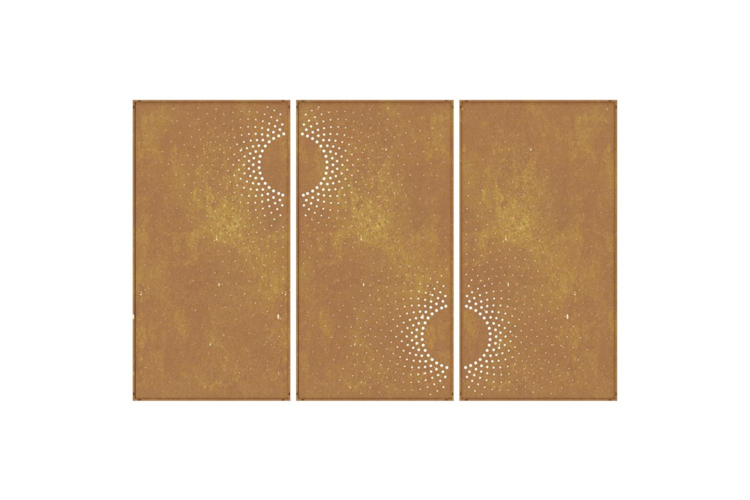 Garden Wall Decorations 3 Pcs 105x55 Cm Corten Steel Sun Design-5