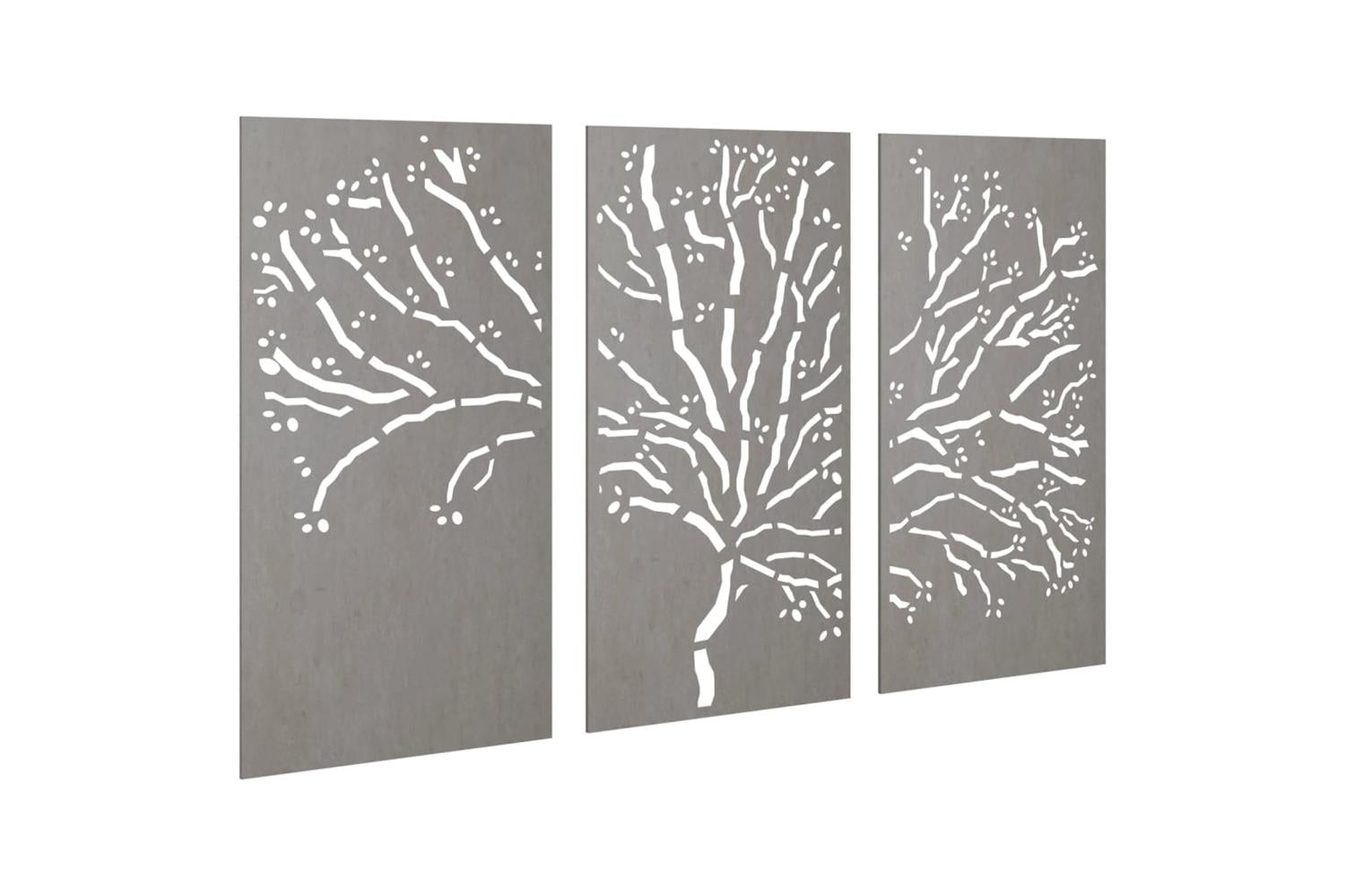 Garden Wall Decorations 3 Pcs 105x55 Cm Corten Steel Tree Design-3